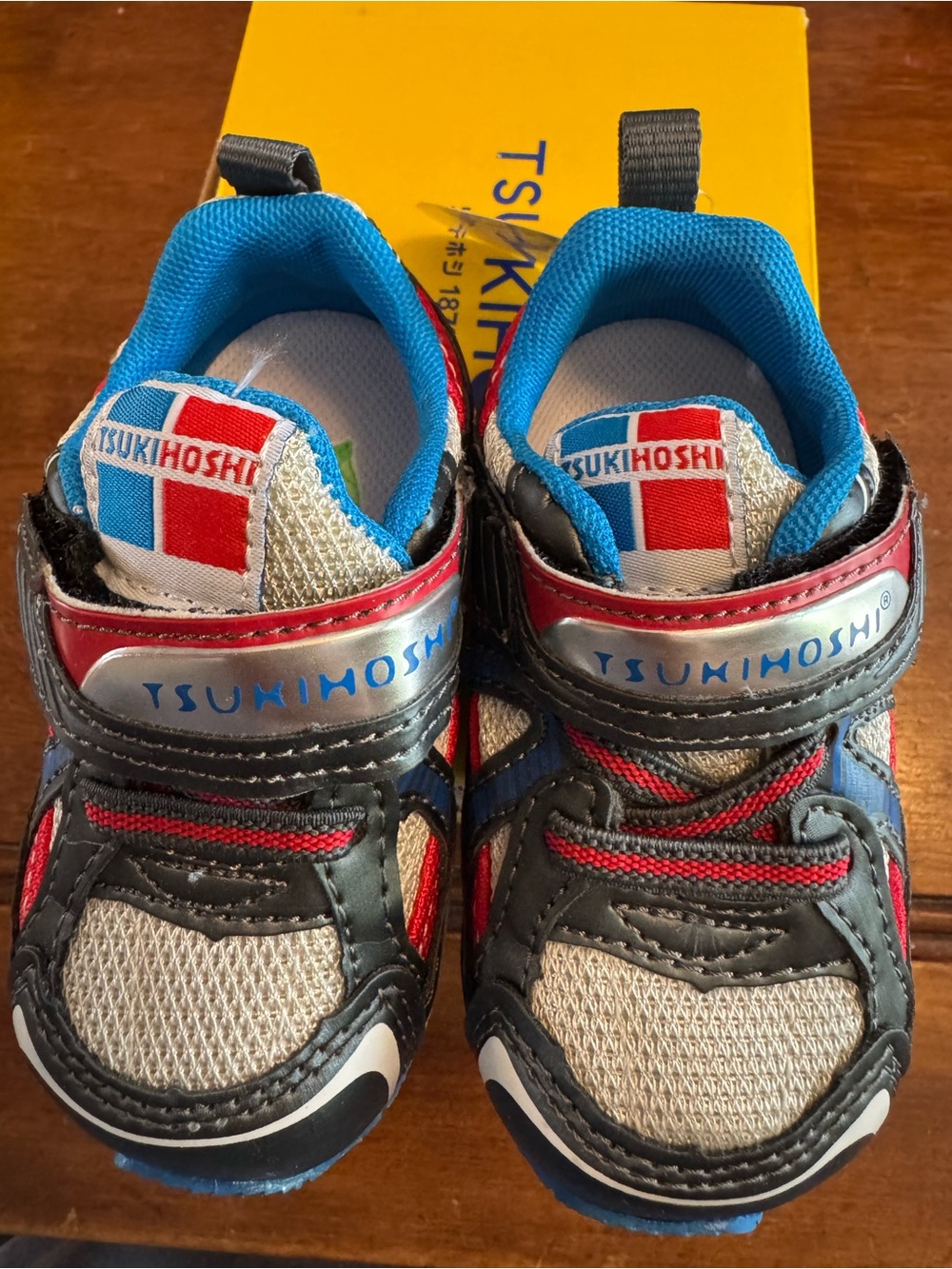 Tsukihoshi Red, Blue and Gray Kids' velcro Sneakers